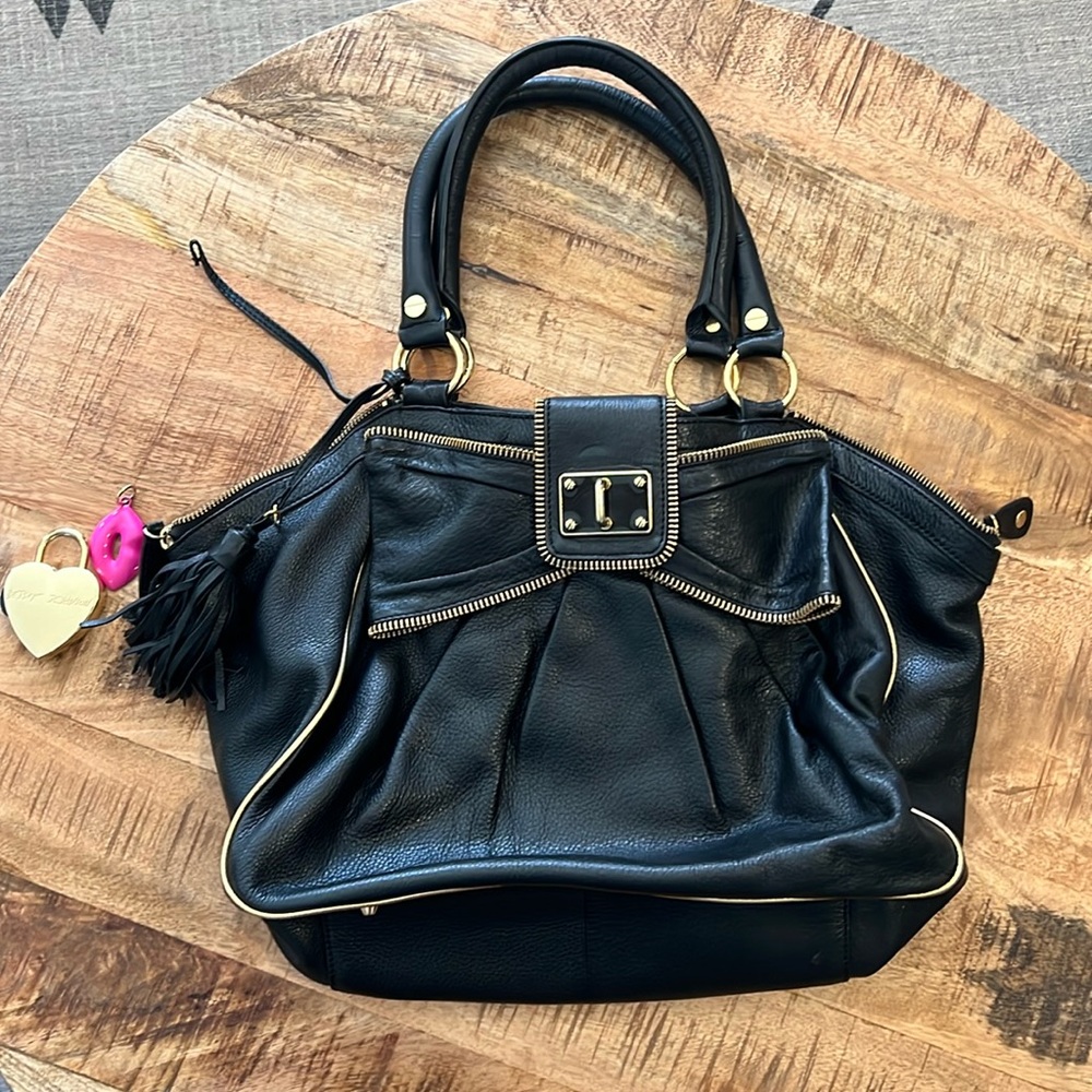 Betsey Johnson Black Leather Bow Bag